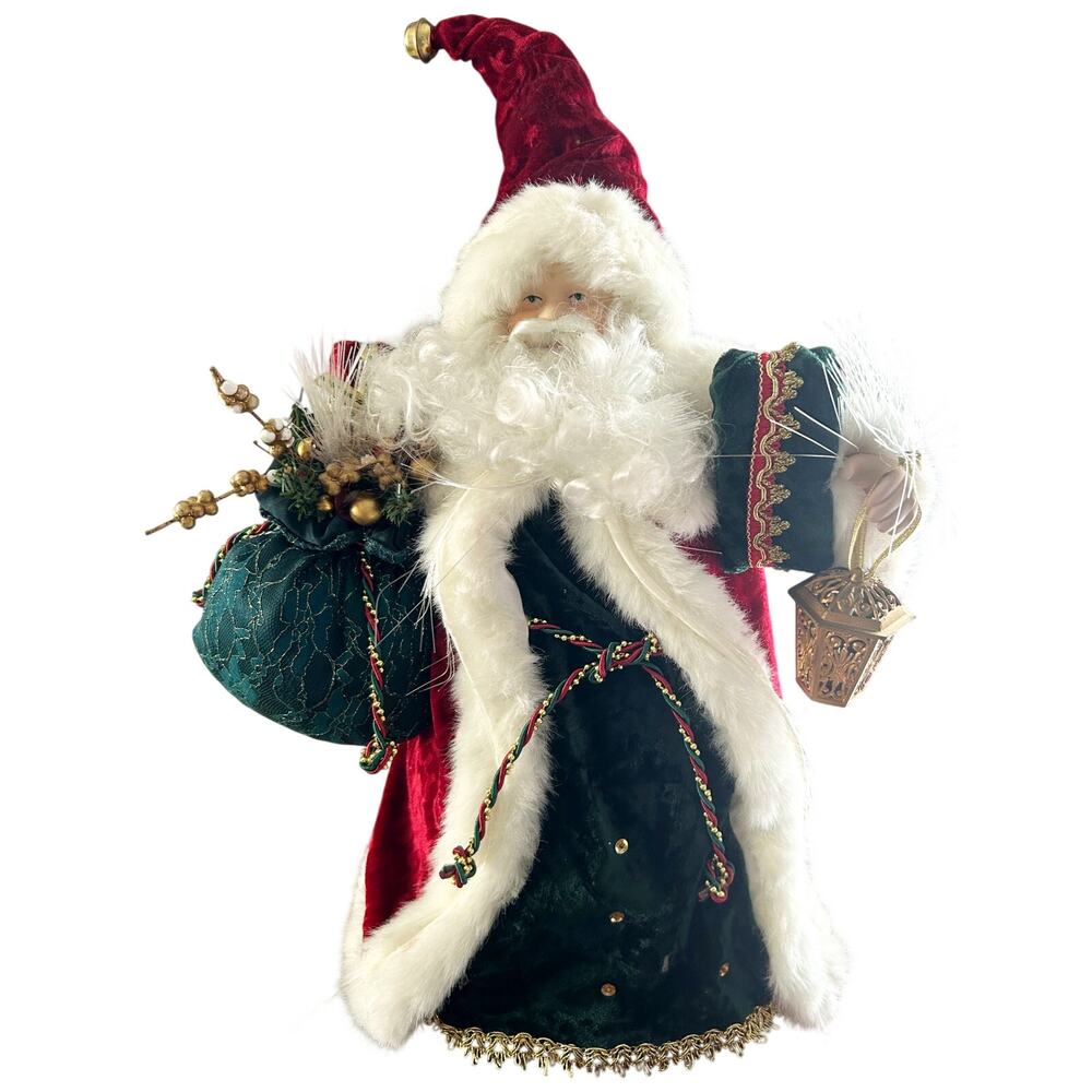 VNTG Santa Claus / Father Christmas Porcelain Fiber Optic Christmas Tree Topper